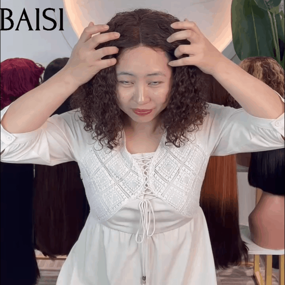 BAISI 4x4 Closure Perruque Water Wave marron 4# En 100% Cheveux Humains En Cheveux Indians Brésiliens De Bonne Qualité (Pas besoins de code)