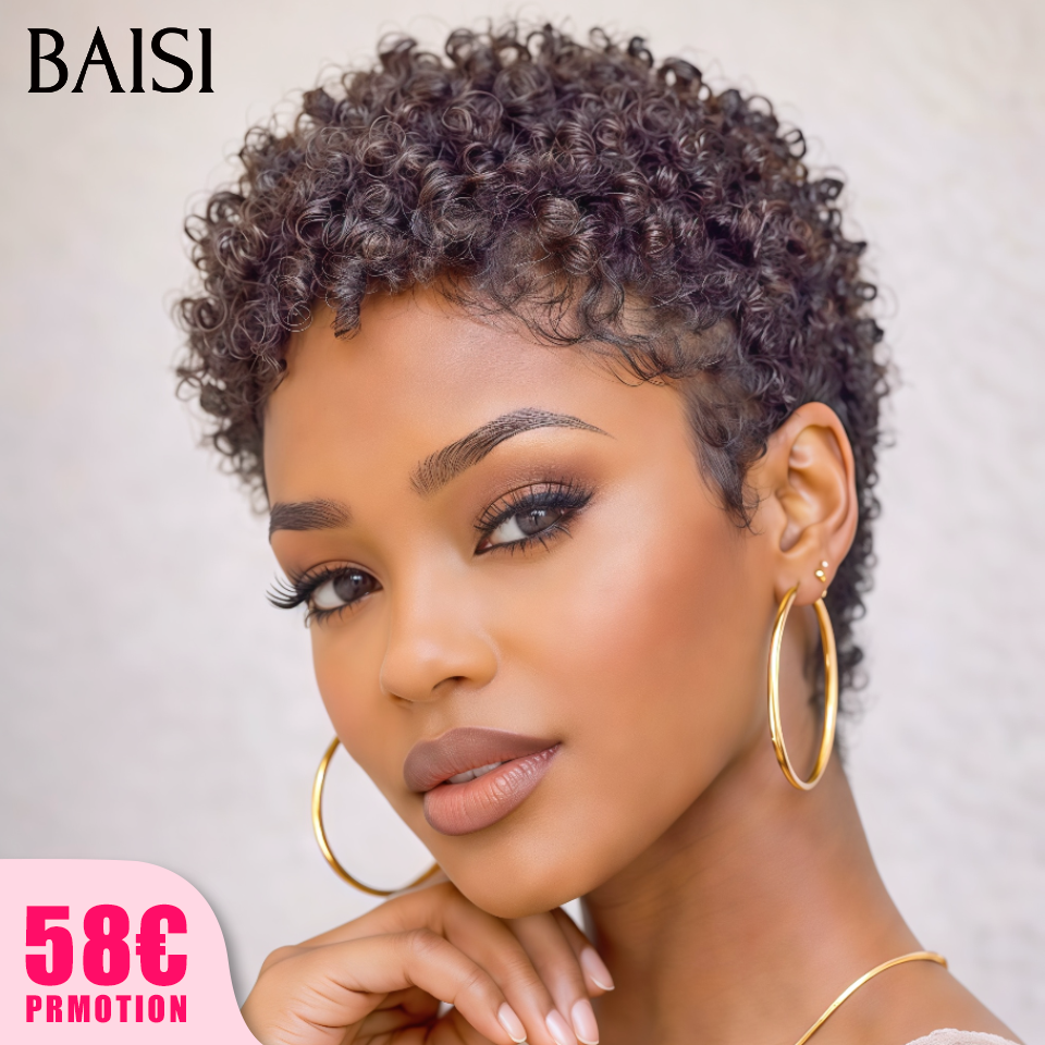 BAISI Pixie curl 58€ ou pixie Lisse et BOB bordeau ou curly wave et Body wave 100% vrais cheveux humains