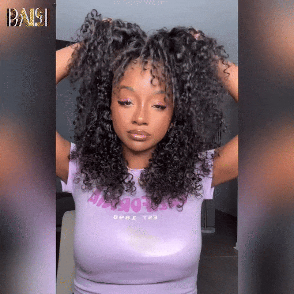 BAISI 360 lace Peruca Encaracolada TW Preta 18 Polegadas 178€ 300% alta densidade Em 100% cabelo humano Em grande promoção