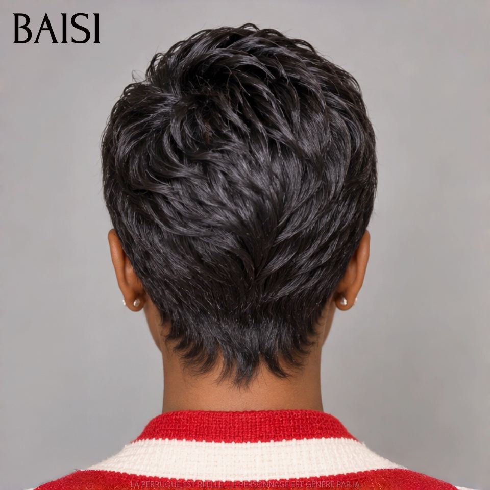 BAISI Offre Flash 37€ Petite coupe #026 en Couleur nior pixie 60€ Mix Miel 1B#27# 1087 fabriqué à la machine 100% Cheveux Humains