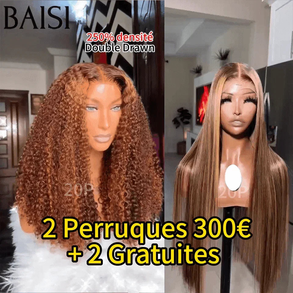 BAISI Stocks limités 2 perruques 300€ + 2 perrques gratuites En 100% Cheveux Humains
