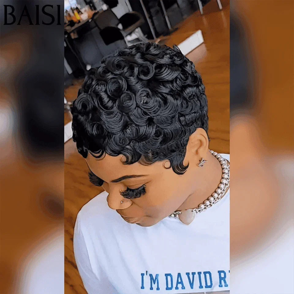 BAISI Petit Coupe 48€ senza colla senza pizzo 100% Veri Capelli Umani