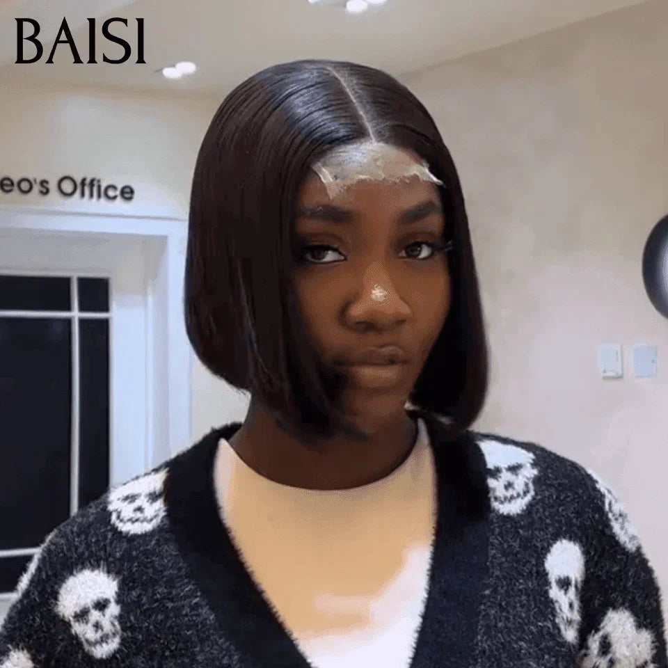 BAISI Grandes Saldos TVA 0€ 69€ SDD BONE Straight 300% densidade 100% Cabelo Vietnamita 2x6 Lace Closure Peruca lisa em 100% cabelo humano Vietnam Hair FR38