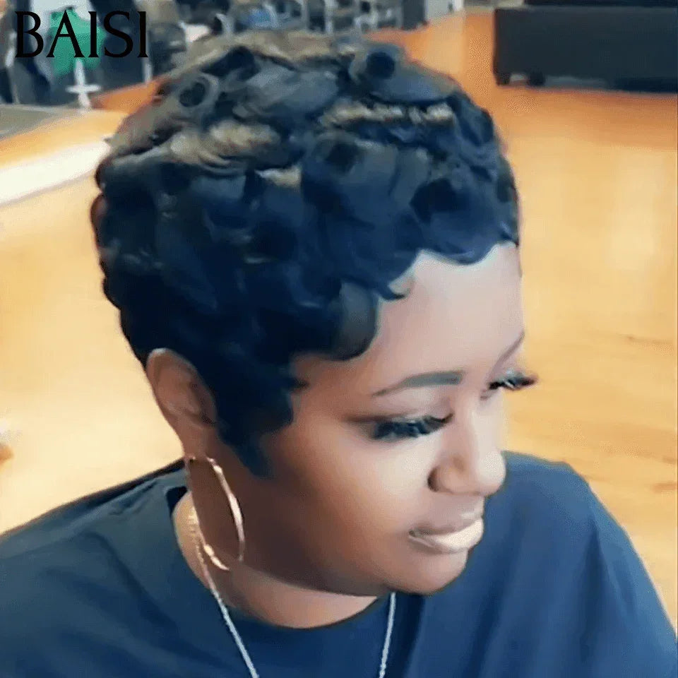 BAISI Petit Perruque coupe Prix aujourd'hui 38€ Sans Lace Sans Colle 100% Vrais Cheveux Humains