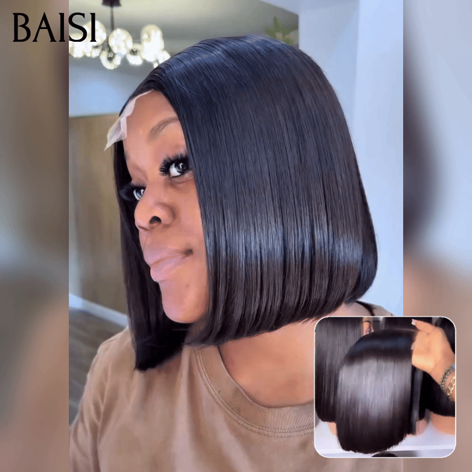 BAISI 2x6 Lace Perruque Bob 8 à 12 Pouces de Luxe SDD BONE STRAIGHT 100% Vietnam Hair Lisse volume 250% densité Deja en France Reçu 48H TVA 0€FR38