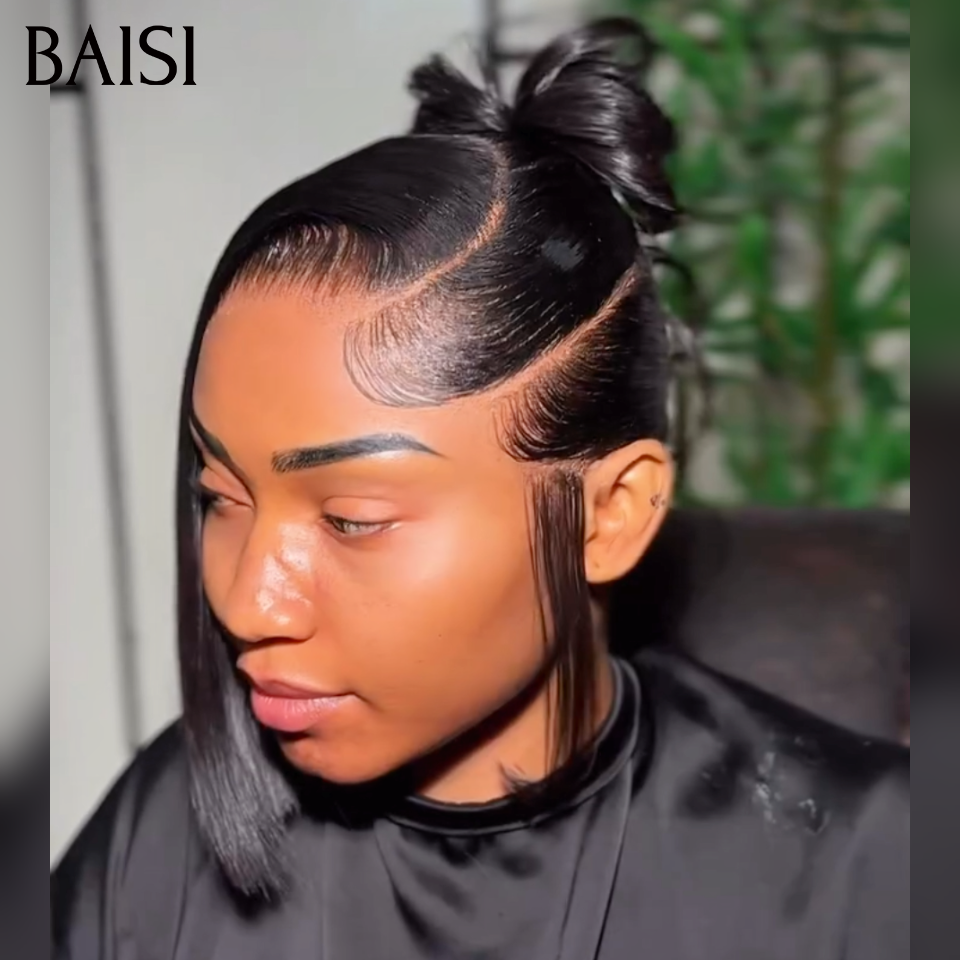 Perruque 13x4 lace Perruque Bob Lisse Pré-Coiffée 99€ Seulement Coiffure Osée Rajeunissante en 100% Cheveux Humains