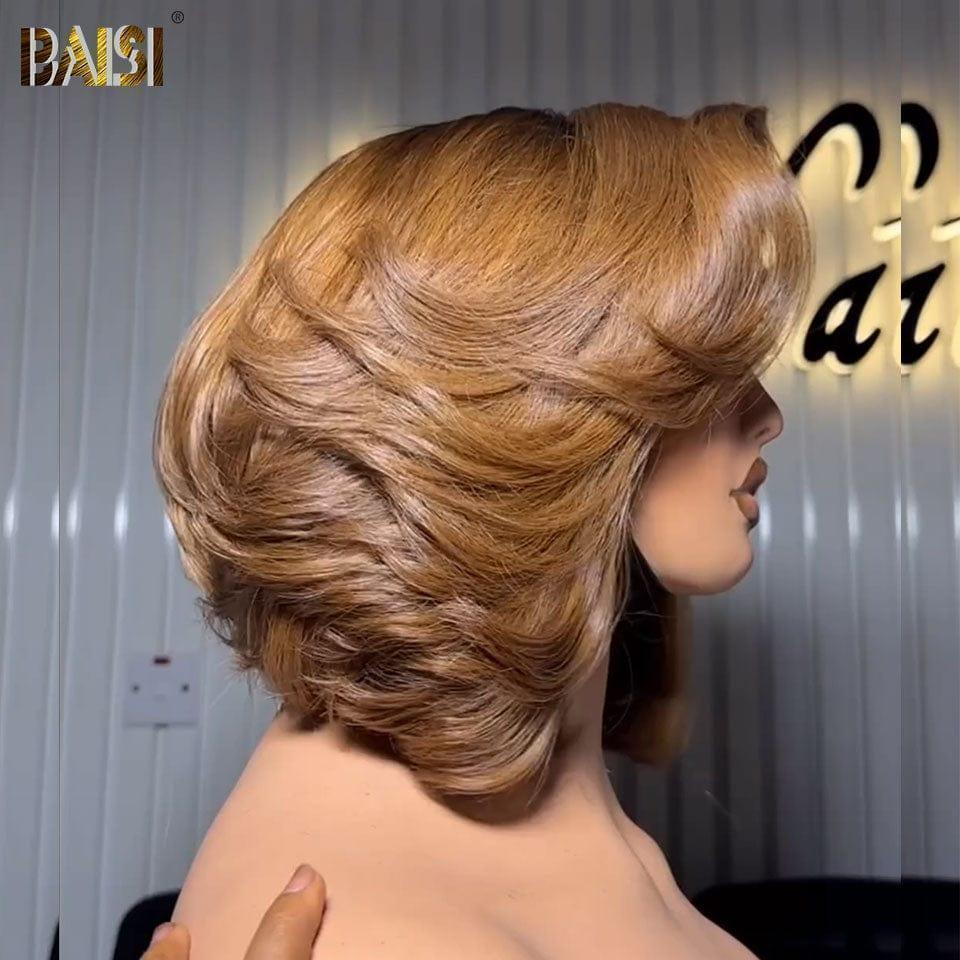 BAISI 4X4 Perruque bob Coupe personnalisée en Couleur 1B30# 12 pouces Vietnam Hair 300% densité plus de 20 ans d' utilisations
