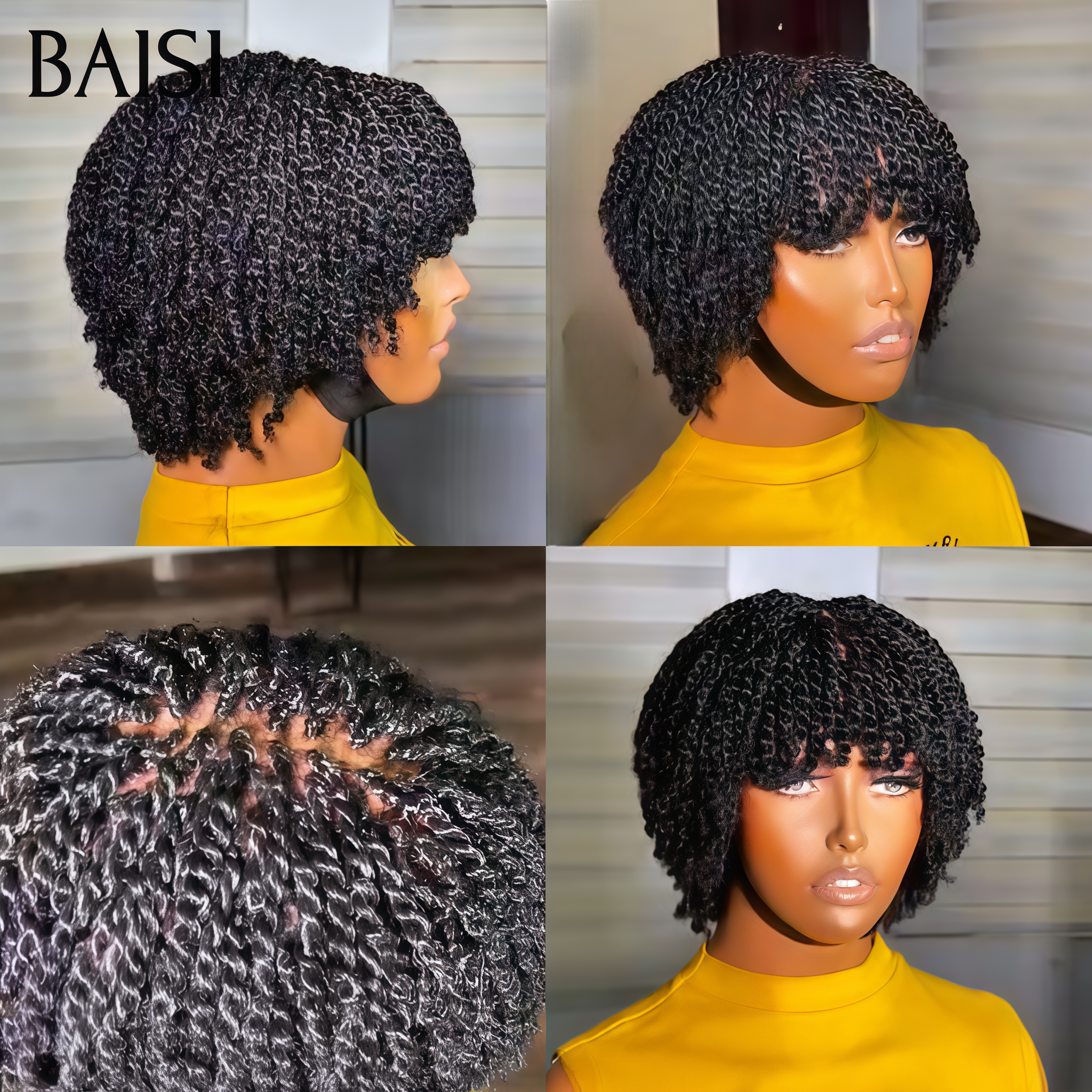 BAISI Perruques avec coiffure tressée natte 13x4 Frontal 99€ ou Full lace 189€ Vidéo 100% Réelle en 100% cheveux humains