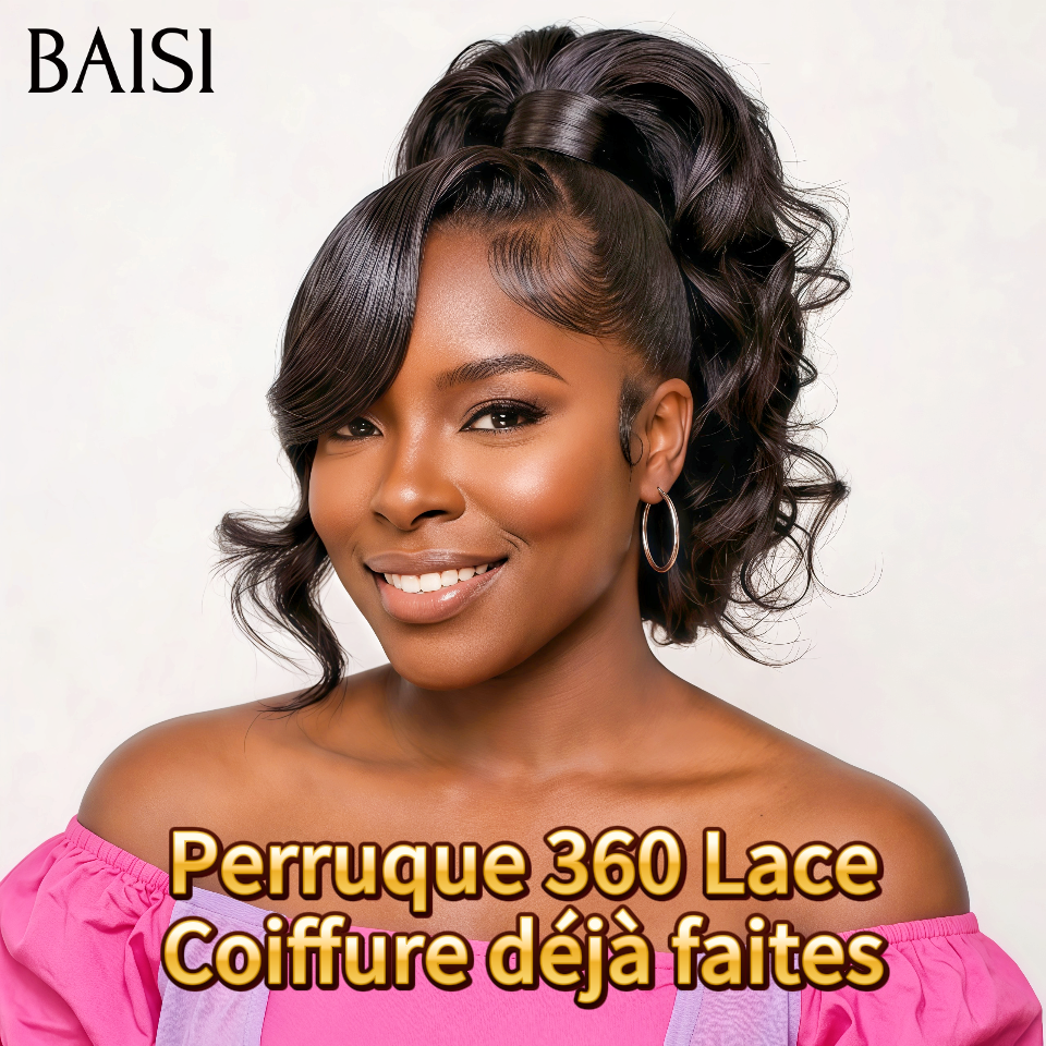 Nouveau produit Coiffure déjà Sans Colle Prêt-à-porter 360 lace frontal Perruque avec coiffure natte Naturelle wave en 100% Cheveux Humains