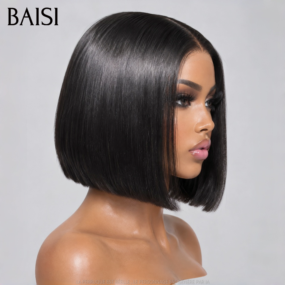 BAISI Lot de 2 Perruques bob Lisse Noir Vietnam Hair 8 pouces 135€ Seulement Avec et Sans Frange 100% Vietnam Hair de Qualtié en 100% vrais cheveux humains
