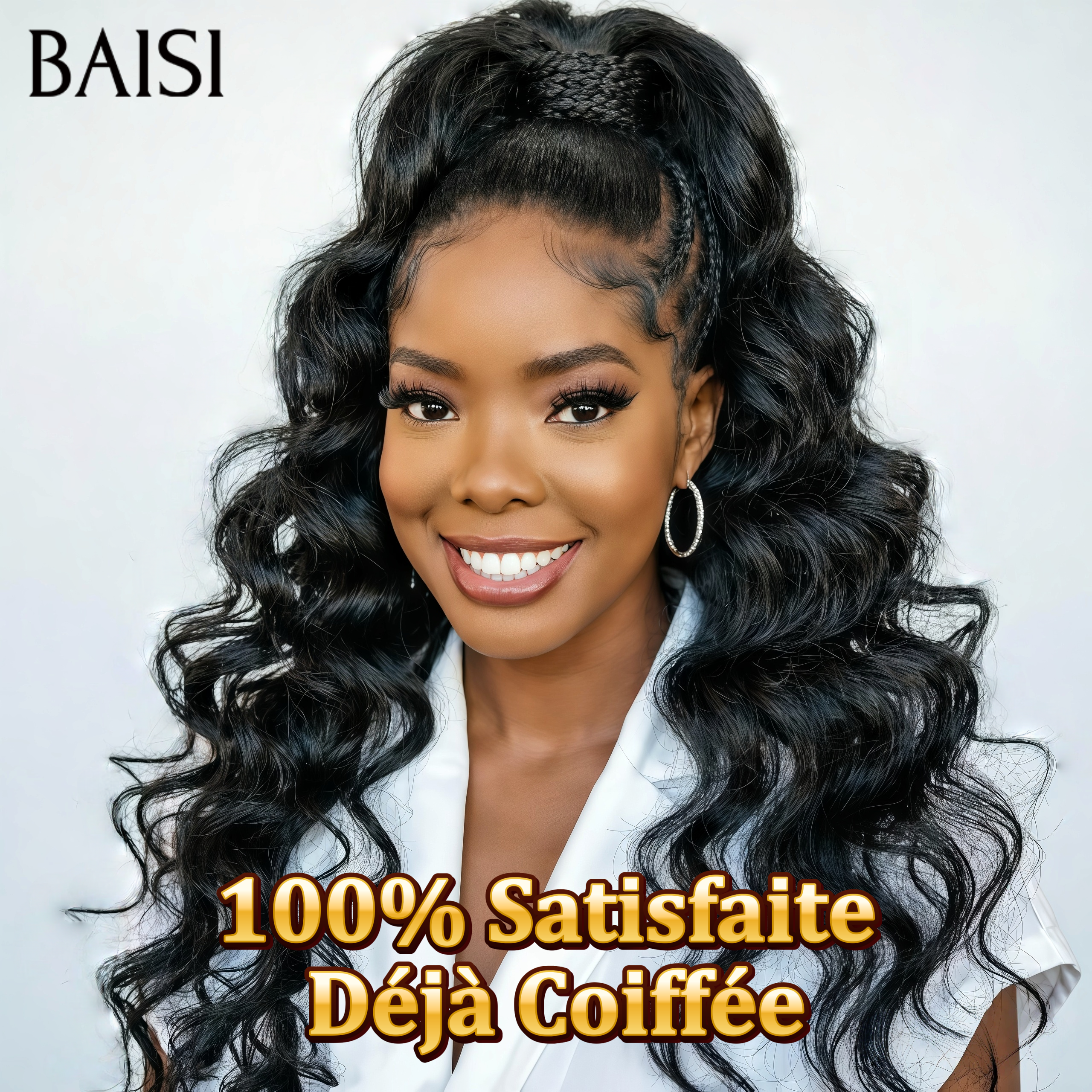 13x4 lace frontal Perruque Coiffée 89€ body wave avec Chignon de nattes Déjà Coiffée Nouveau produit en 100% Cheveux Humains