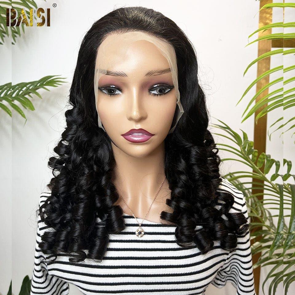 BAISI 13X4 Luxury Egg Curl A1 Wigs Made by double drawn virgin hair strands volume 300% density over 20 years of use SL030902