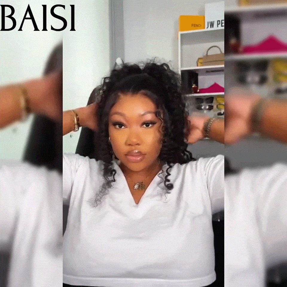 BAISI Compre 2 perucas no mínimo ao preço de fábrica do fornecedor BAISI Peruca Upgrade Invisible Strap 360 Frontal encaracolada ajustável Pré-depilada Sem necessidade de cola 250% densidade em 100% Raw Hair Lace já cortada