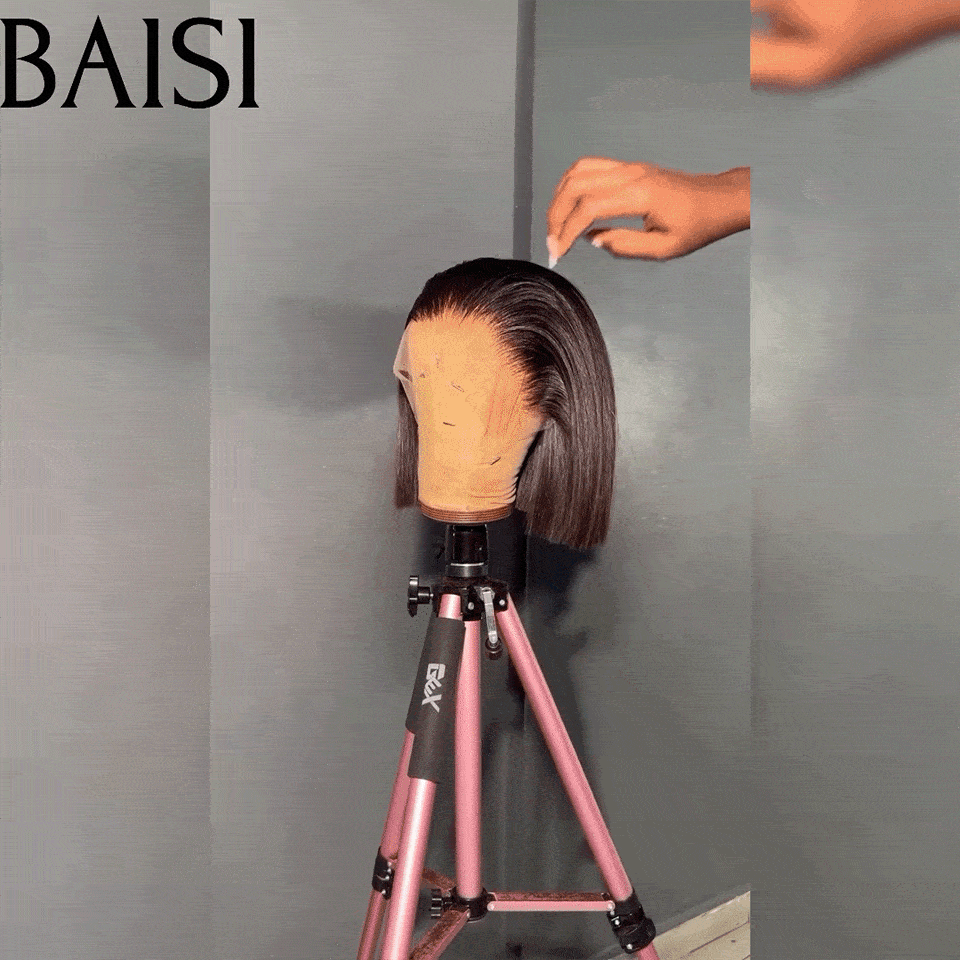 BAISI Grande Promo 13x4 Frontale Lace Perruque BOB Noir Lisse 8- 14 Pouces En 100% Cheveux Humains D