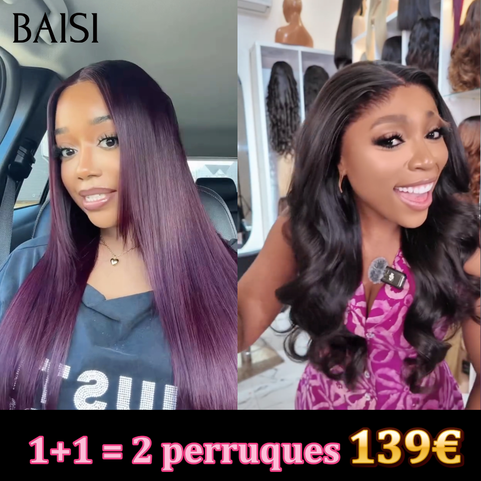 Vente en gros 2 perruques 139€ 2 couleurs différentes tailles bordeaux en noir stock limité en soldes 100% blended humain hair sans retour