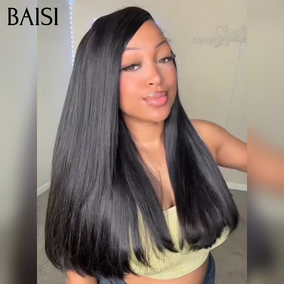 BAISI Extensions Plumes 100% Cheveux Humains Lisse Noir Pose Etape par Etape en Crochet Rendue Impeccablement Belle en 100% Cheveux Humains