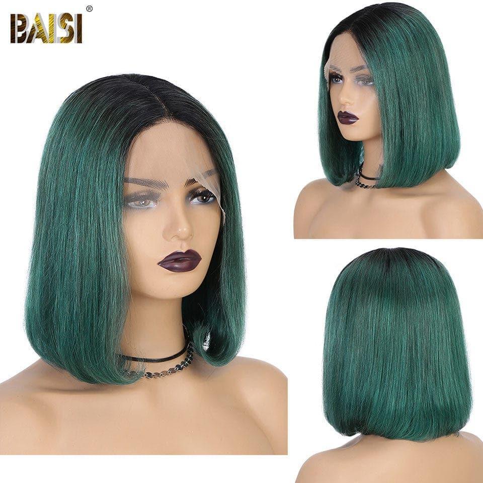 Parrucca BOB diritta con frontale in pizzo 13x4 BAISI Big Promo € 90 nel colore # 1B Verde in capelli umani al 100% D