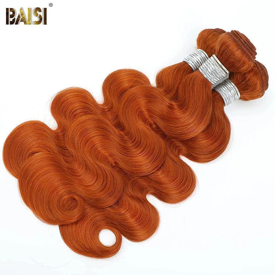 BAISI 12A Tessitura 3 gomitoli arancioni 350# In capelli umani al 100% Onda corporea