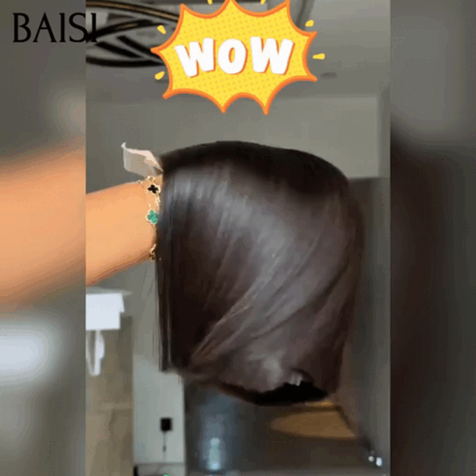 BAISI perruques 8 pouces lace 2X6 59€ Lisse BOB naturel NOIR ou BOB 8pouces 56€ de luxe avec frange lisse en 100% vrais cheveux humains