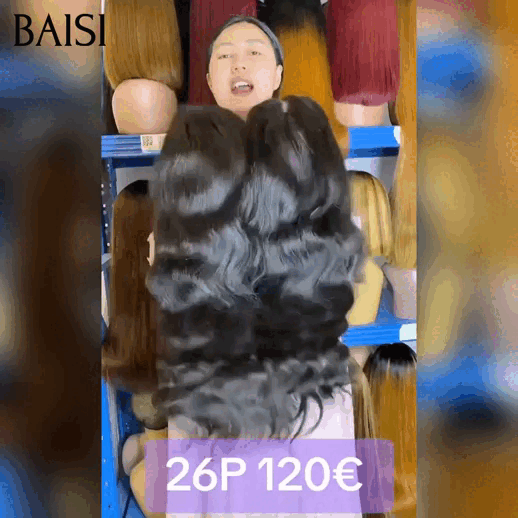 BAISI Perruques 4X4 closure Body wave Couleur NOIR 26 Pouces Perruque 100% Cheveux Humains