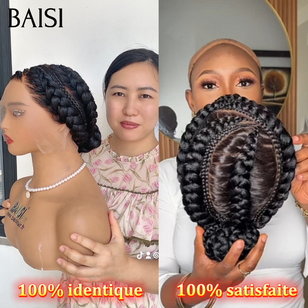 Perruque 100% identique coiffée Chignon de nattes Comme la vidéo 199€ NOIR en 100% Cheveux Humains