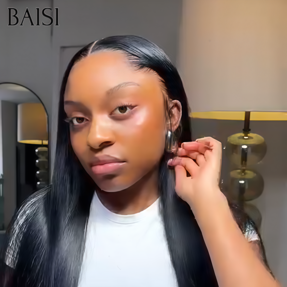 BAISI 4X4 lace closure perruque trop longue lisse en 100% cheveux humains