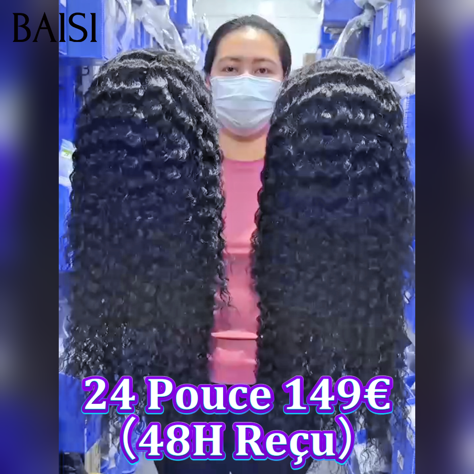 BAISI Perruque deep wave 24 pouces 149€ en noir en 100% Cheveux Humains
