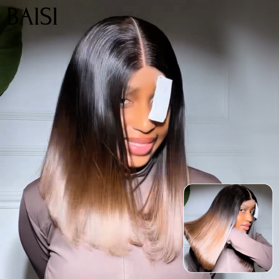 BAISI 2X6 Perruque Vietnam Hair Lisse SDD BONE en couleur Marron 1BT4# MOITIE PRIX en 100% Cheveux Humains