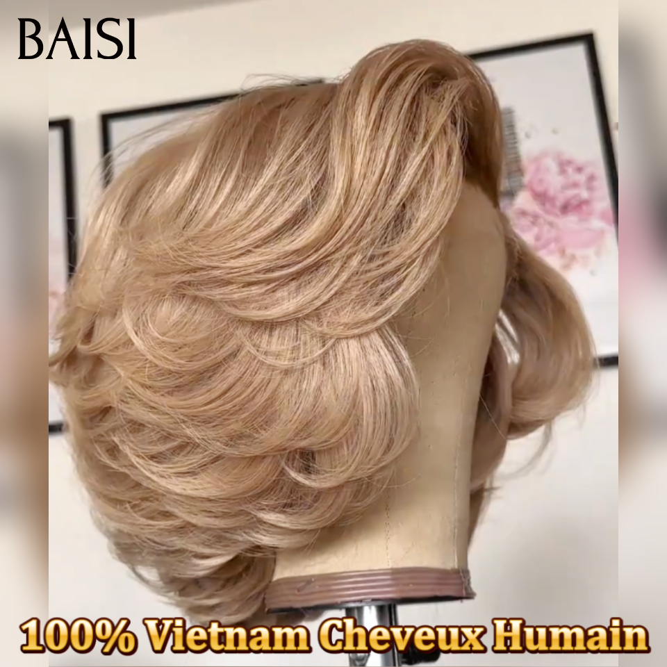 BAISI 13x4 lace frontal Perruque custom-made 109€ en 8 pouces couleur comme la photo 100% Vietnam Cheveux Humain