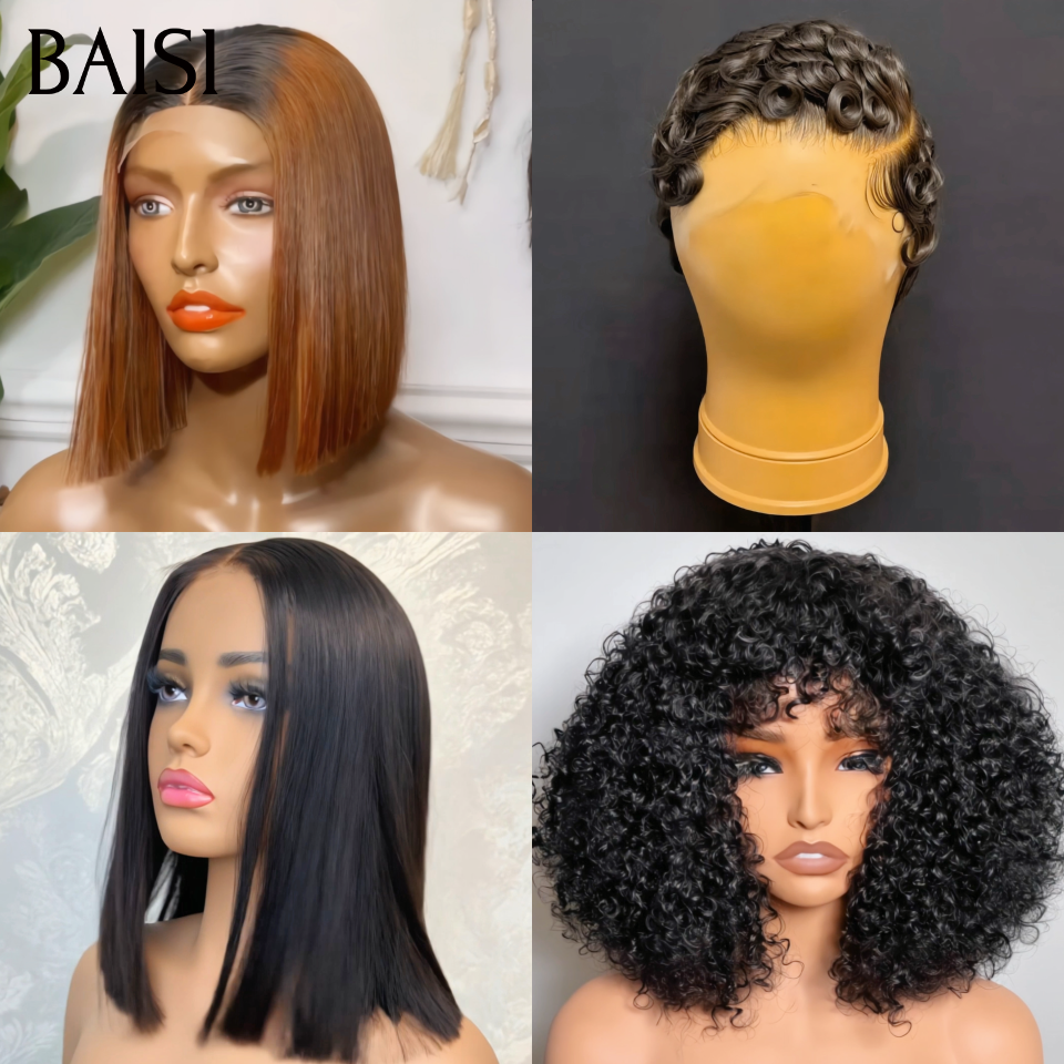 BAISI Lot de 4 Quatre Perruques Facile à Revendre en France Modèles Mélangées En 100% Cheveux humains Reçu 48H TVA 0€