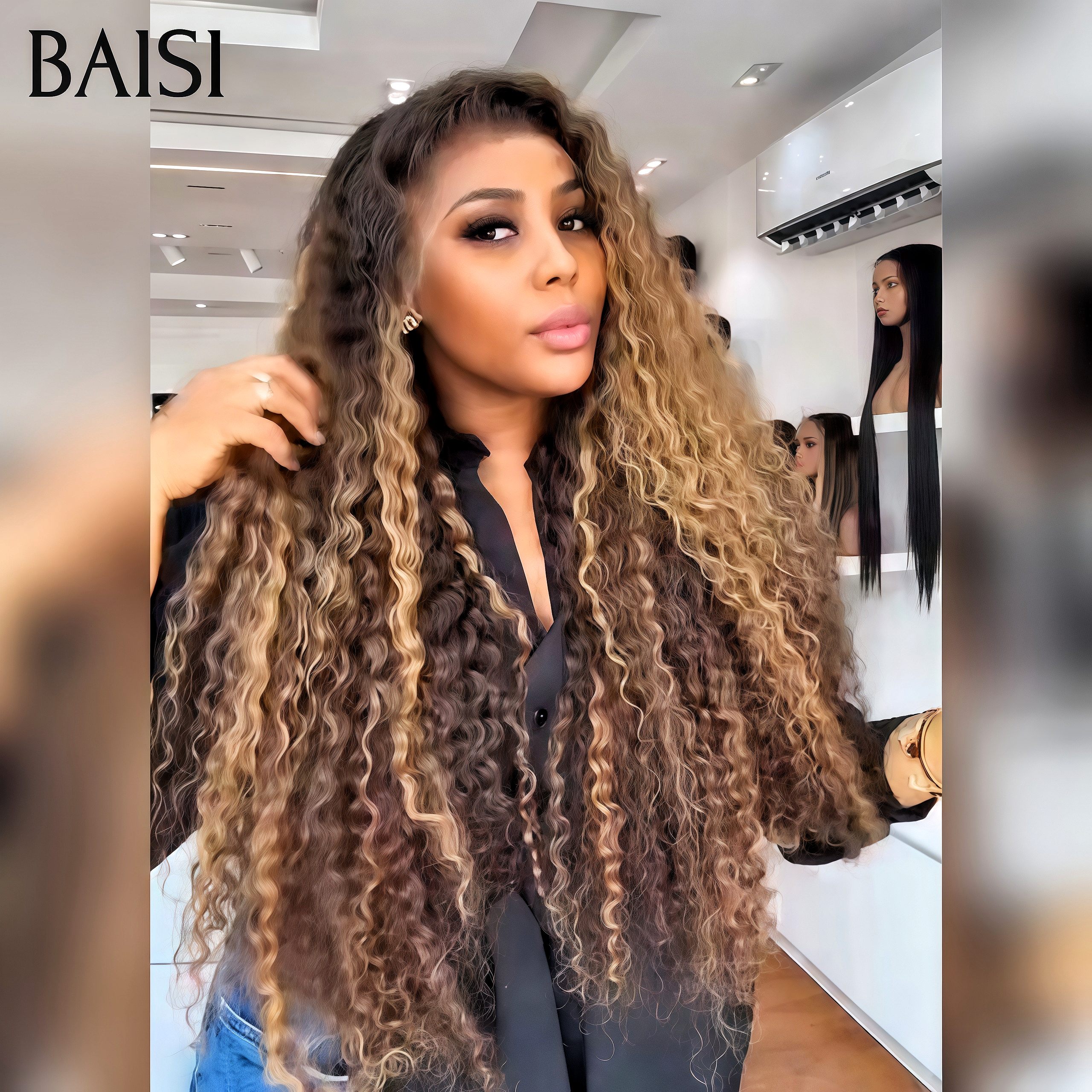 BAISI 13X4 lace Perruque pour revendre long Deep Wave en couleur Mixte #4#27 Promo 159€ 100% Raw Hair en 100% vrais cheveux humains