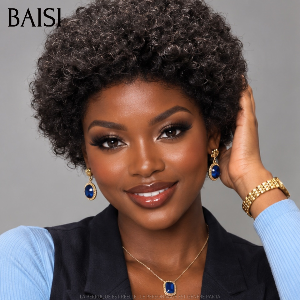 BAISI Pixie Afro Curly Lace 13x4 Frontal 65€ ou Lace Frontal HD + 4C 95€ En 100% Vrais Cheveux Humains