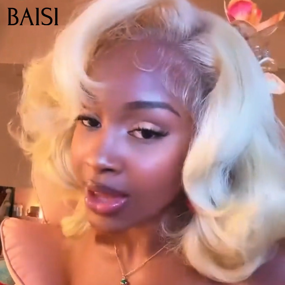 BAISI 13x4 Lace Perruque Blonde 613# Egg Wave 12Pouces 99€ Très Bonne Qualité Ou kinky Curly wave 99€ Topper cheveux partiel personnalisé en Couleur orange 350#( c'est pas une perruque entière ) en 100% cheveux humains