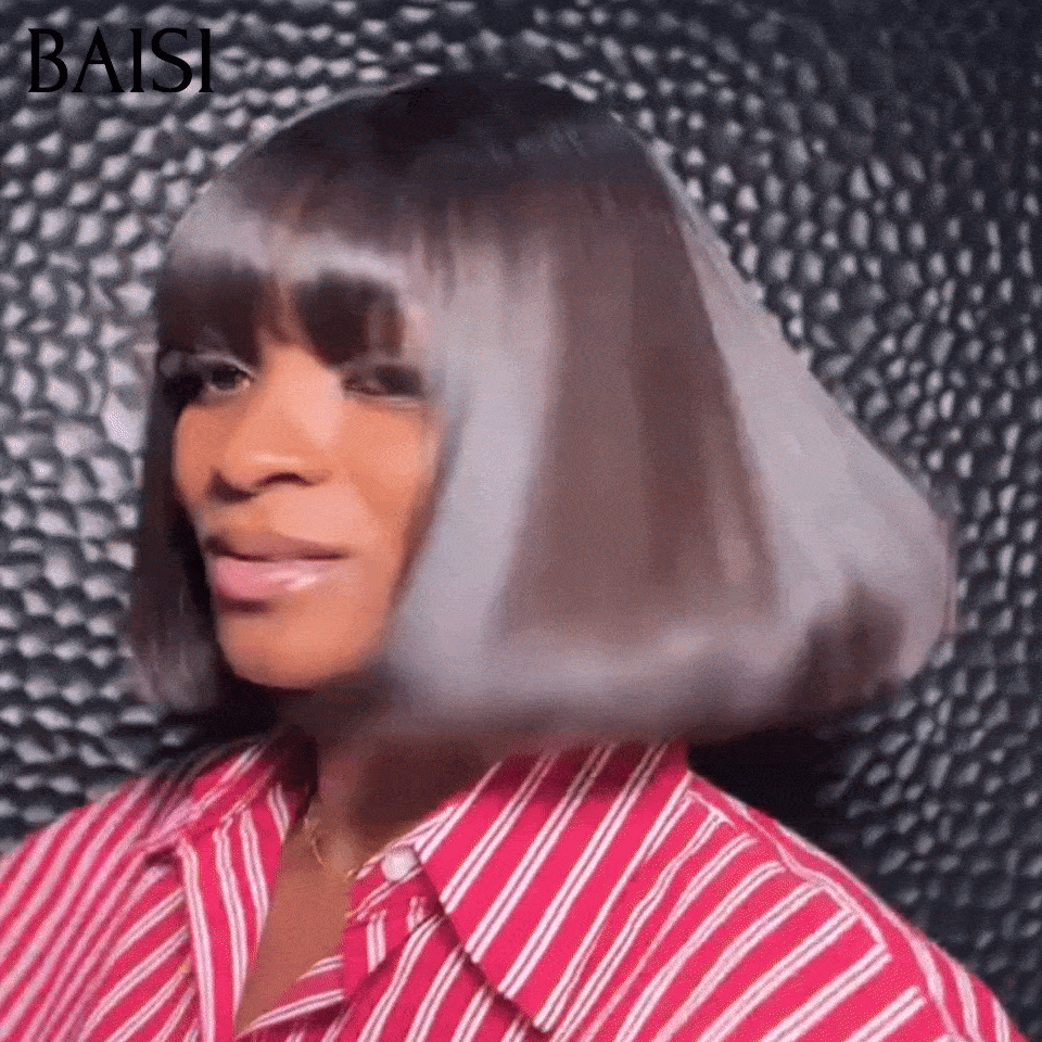BAISI Perruque BOB 2x6 Lace 100% Vietnam Hair Lisse avec Frange 8-12Pouces En France Ou Perruque En Lace Frontal Lisse Avec Frange En 100% Cheveux Humains De Bonne Qualité