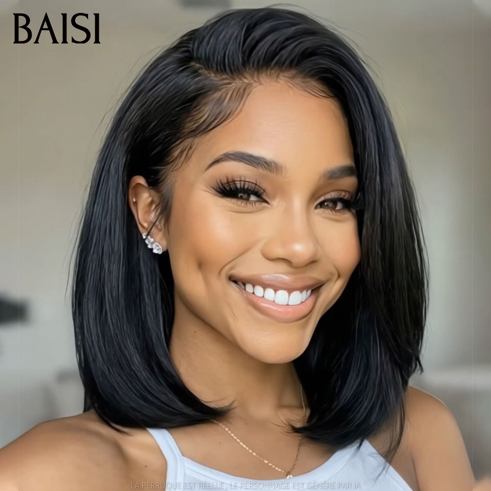 BAISI vente flash perruque bob carré frontale 12 pouce en Marron pixie moitié prix en 100% vrais cheveux humains MP50