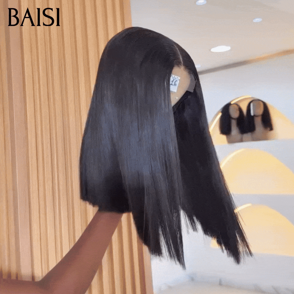 BAISI 2X6 Lace Perruque Bob Lisse 100% Vietnam Hair Couleur noir SDD Bone Straight Disponible en 12 et 14pouces Prix Pas Chèr en 100% Cheveux Humains