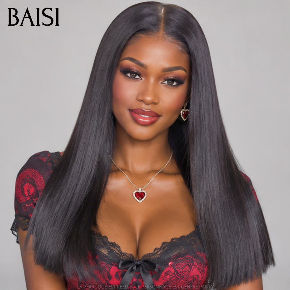 BAISI 2X6 Lace Perruque Bob Lisse 100% Vietnam Hair Couleur noir SDD Bone Straight Disponible en 12 et 14pouces Prix Pas Chèr en 100% Cheveux Humains