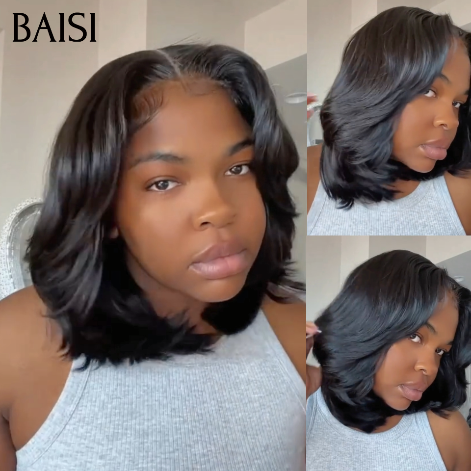 BAISI 13x4 Lace Perruque BOB Dégradée Loose 10 pouces 89€ Couleur NOIR Trop Top Bonne densité 250% en 100% vrais cheveux humains