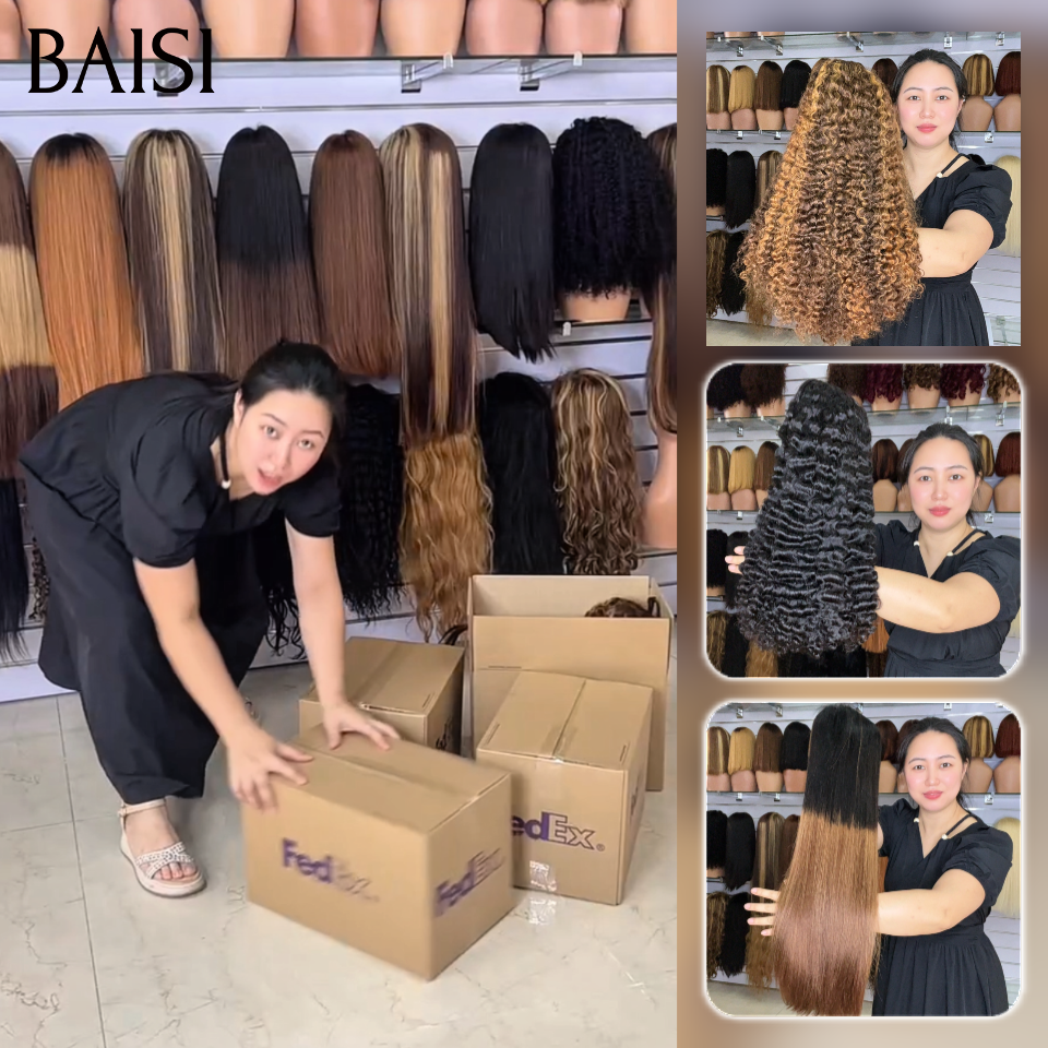 BAISI 4 Perruques LA BEAUTE Longues Raw Hair En Gros Offre Spéciale En Carton pour Revendeurs Très Bonne Qualité 100% Cheveux Humains