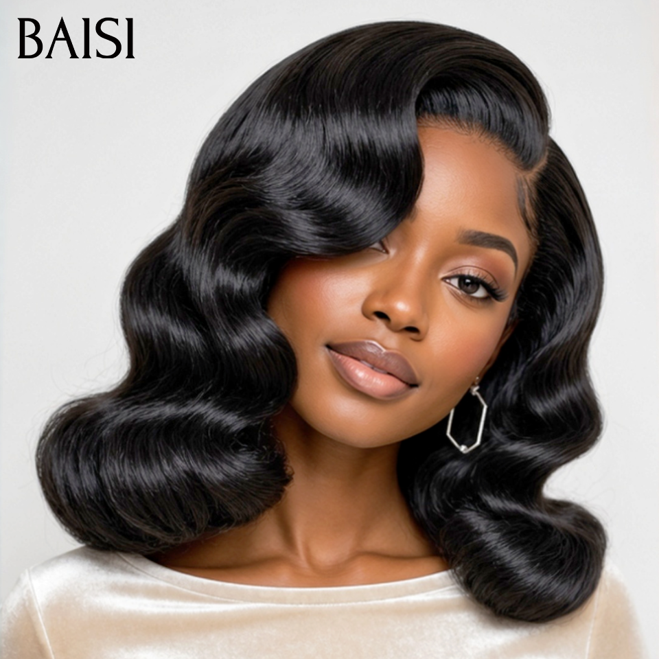 BAISI 4x4 Lace Perruque Reçu 48H Lisse Noir Body Wave 10 pouces 59€ Deja En France TVA 0€en 100% Cheveux Humains