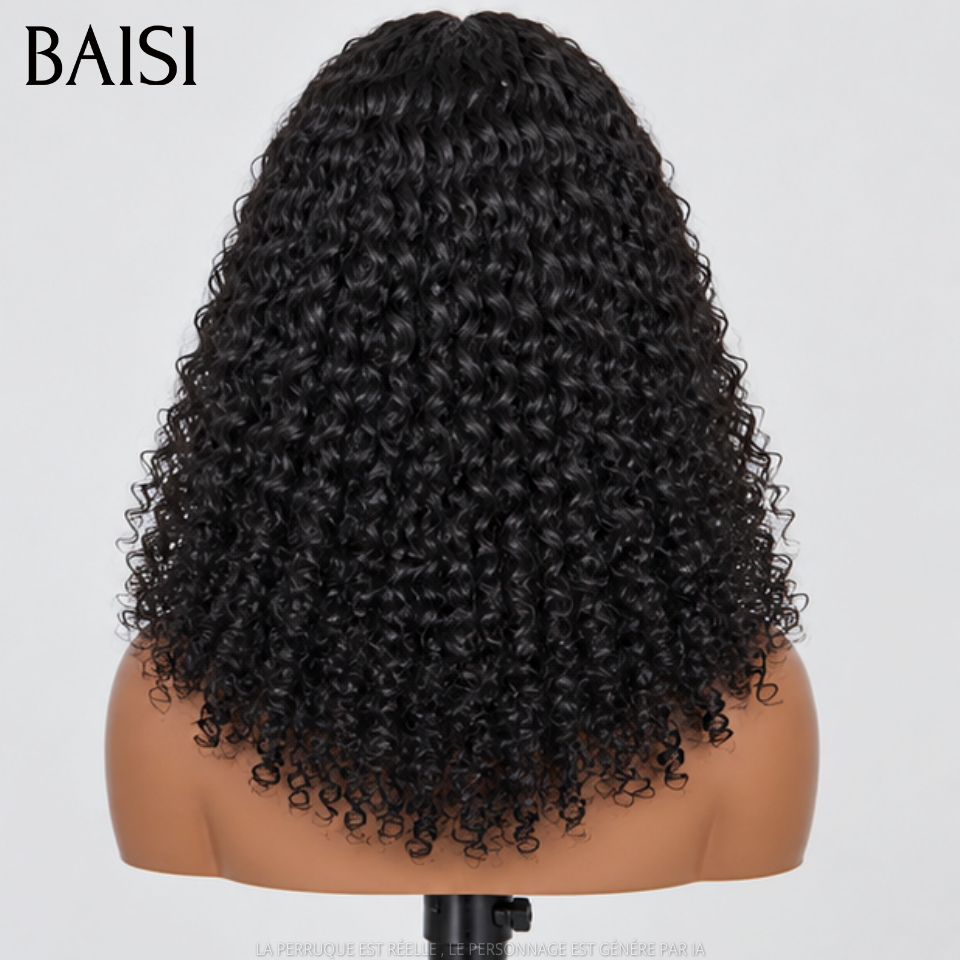 BAISI 5x5 HD Lace Closure Perruque Curly Vietnam Hair 14Pouces ou 18Pouces Couleur Noir #1B ou Couleur Marron 4# 250% Densité Super Qualité Ultra Naturel en 100% Cheveux humains