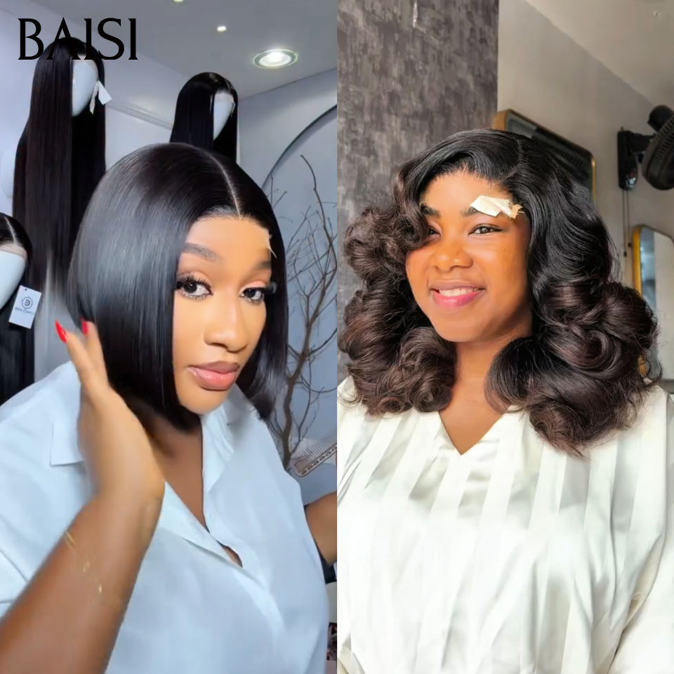 BAISI 2X6 lace 2 Perruques Lisse 8Pouces 79€ et Egg Wave 12Pouces 89€ 100% Vietnam Hair Excellente Qualité Déja en France en 100% Cheveux Humains