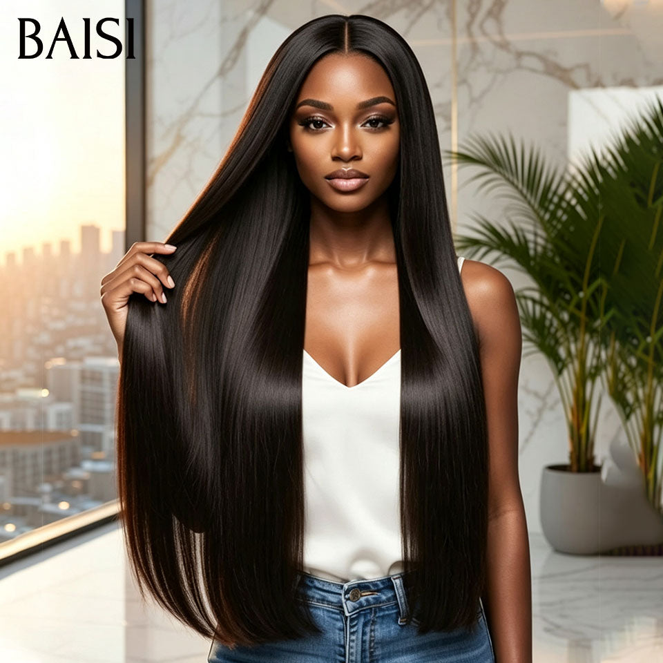 BAISI 13x4 Lace 2 Perruques 200€ Seulement Prix Spécial Pour Revendre Texture Lisse 24 Pouces + Body wave 22 Pouces NOIR 200% densité en 100% cheveux humains Stocks Limités