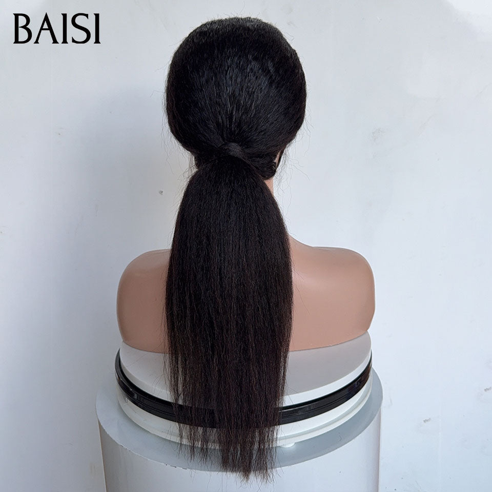 BAISI 13x4 Lace Perruque Kinky Straight Déjà Coiffée Couleur Noir 20Pouces 148€ Super Pratique Vie Quotidienne en 100% Cheveux humains