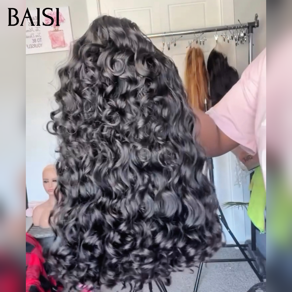BAISI 13x4 lace Perruque Coiffée 100% Vietnam Hair Longue Water Wave Ondulation Parfaite Deja Prête à Porter Meilleure Qualité Garantie 20ans en 100% Cheveux Humains