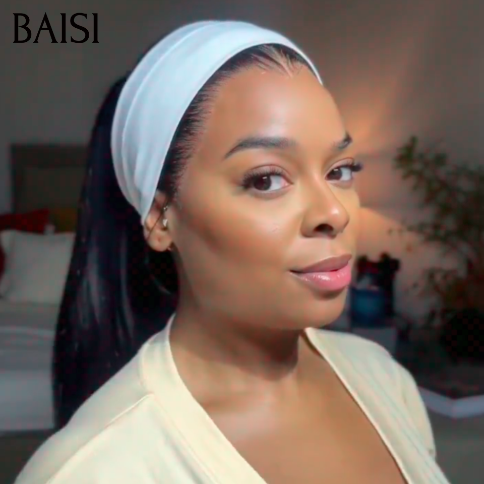 BAISI 13x4 Lace Perruque Lisse Déjà Coiffée Couleur Noir 1B# 20Pouces 149€ Super Chic Facile A Porter en 100% Cheveux humains