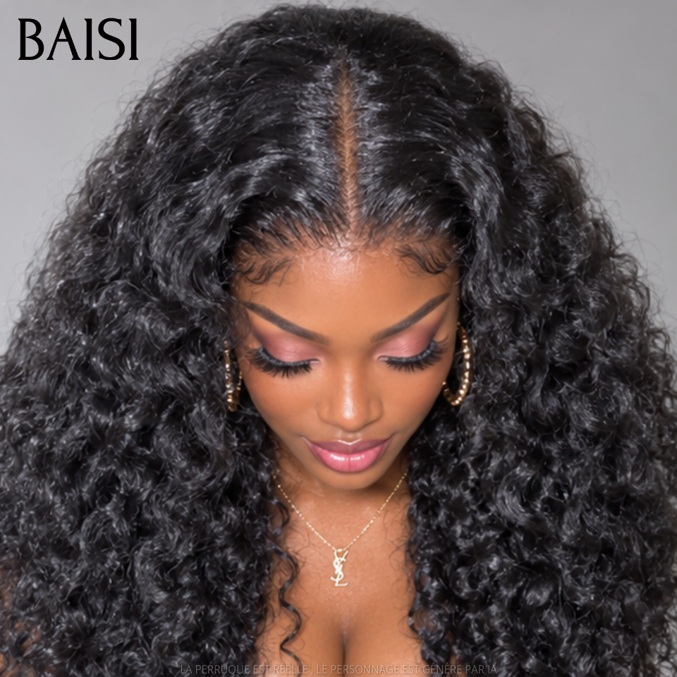 BAISI 13X4 HD lace frontal Perruque pour revendre long curly wave en NOIR Promo 99€ Invisible HD lace 100% Raw Hair en 100% vrais cheveux humains
