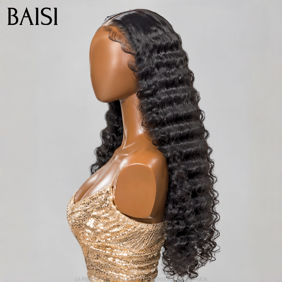 BAISI 4x4 HD Lace Perruque Deep Wave Couleur Noir 1B# A partir de 165€ Invisible et Discrète Très Professionel en 100% Cheveux humains
