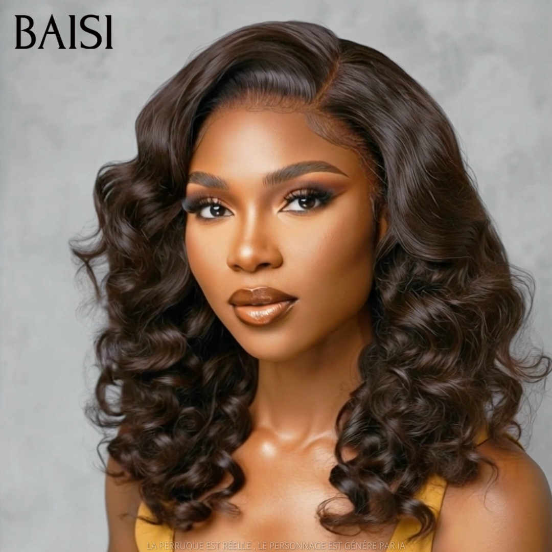 BAISI 13x4 Lace Perruque Boucle Egg Wave Couleur Noir 1B# 18Pouces 148€ Très Bonne Qualité Très Bonne Densité 250% en 100% Cheveux humains