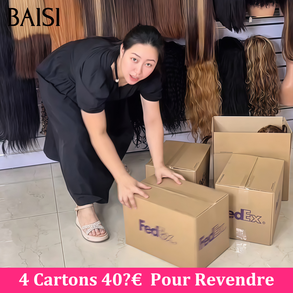 BAISI 4 Perruques LA BEAUTE Longues Raw Hair En Gros Offre Spéciale En Carton pour Revendeurs Très Bonne Qualité 100% Cheveux Humains